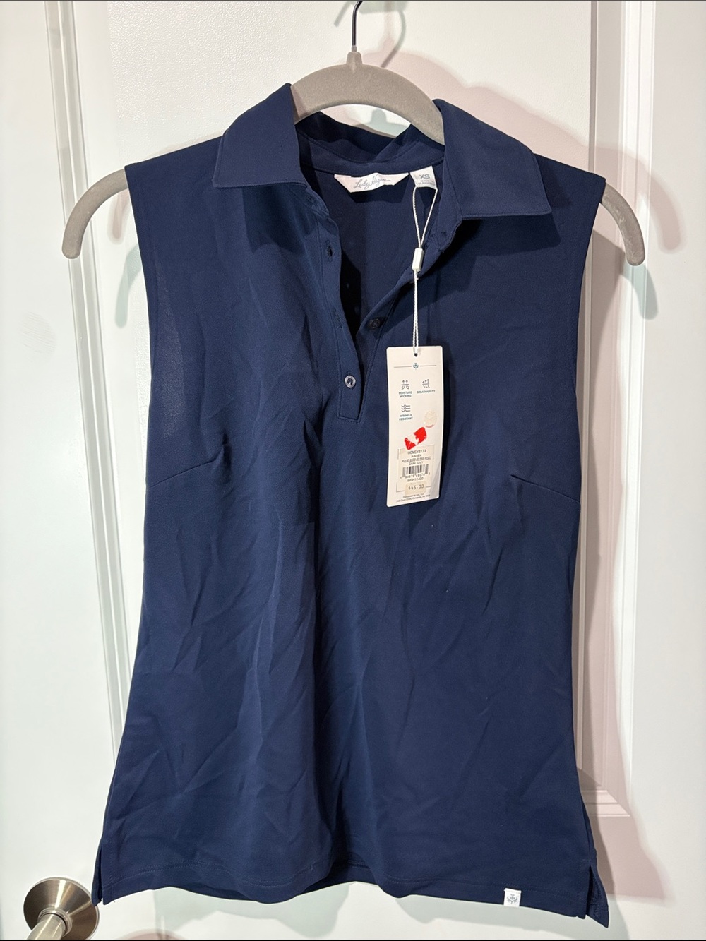 Lady Hagen Sleeveless Polo Tank Top in Navy